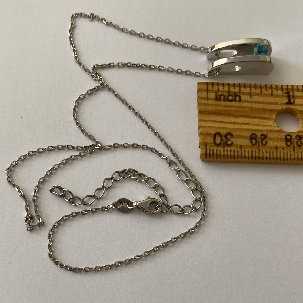 💎Blue real topaz stone silver trendy necklace - Picture 4 of 8